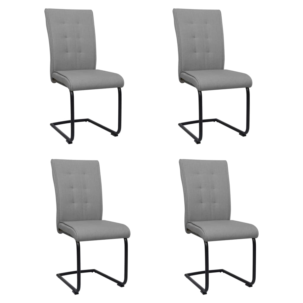 Set de 4 scaune consola de bucatarie, vidaXL, Textil-Metal, 45 x 58,5 x 97 cm, Gri deschis