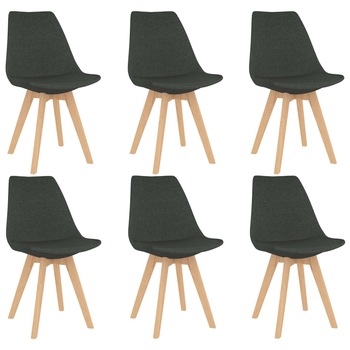 Set de 6 scaune consola de bucatarie, vidaXL, Textil-Metal, 45 x 58,5 x 97 cm, Gri inchis