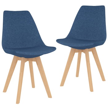 Set de 2 scaune de bucatarie, vidaXL, Textil/Lemn fag/Spuma, 50 x 56 x 84 cm, Albastru Set de 2 scaune de bucatarie, vidaXL, Textil/Lemn fag/Spuma, 50 x 56 x 84 cm, Albastru