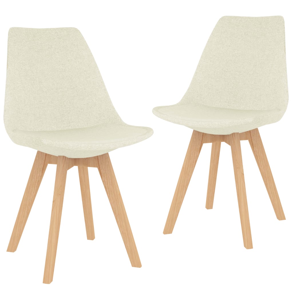 Set de 2 scaune de bucatarie, vidaXL, Textil/Lemn fag/Spuma, 50 x 56 x 84 cm, Crem
