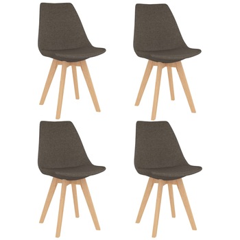 Set de 4 scaune de bucatarie, vidaXL, Textil/Lemn fag/Spuma, 50 x 56 x 84 cm, Gri taupe