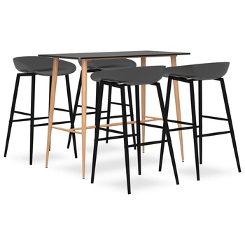 Set de 4 scaune cu masa de bar, vidaXL, MDF, Metal, 120 x 60 x 105 cm, Negru Set de 4 scaune cu masa de bar, vidaXL, MDF, Metal, 120 x 60 x 105 cm, Negru