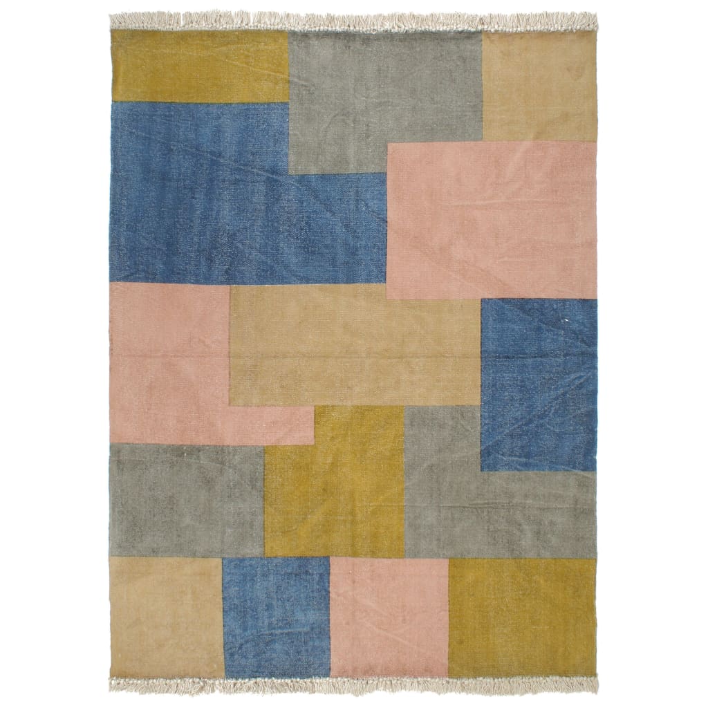 Covor Kilim tesut manual, vidaXL, 100% Bumbac, 120 x 180 cm, Multicolor, decolorat