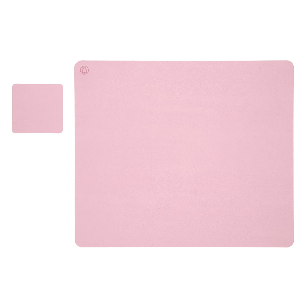 Set suport farfurie si 1 suport pahar Flexi L, din piele, cu doua fete, pentru protectie birou, UNIKA, roz/gri