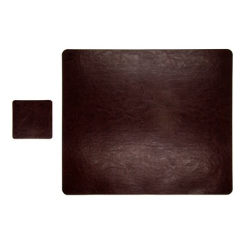 Set Mousepad si 1 suport pahar Office L, din piele, cu doua fete, pentru protectie birou, UNIKA, maro Set Mousepad si 1 suport pahar Office L, din piele, cu doua fete, pentru protectie birou, UNIKA, maro