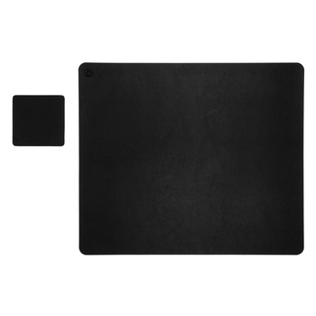 Set Mousepad si 1 suport pahar Flexi L, din piele PU, cu doua fete, pentru protectie birou, UNIKA negru/gri Set Mousepad si 1 suport pahar Flexi L, din piele PU, cu doua fete, pentru protectie birou, UNIKA negru/gri