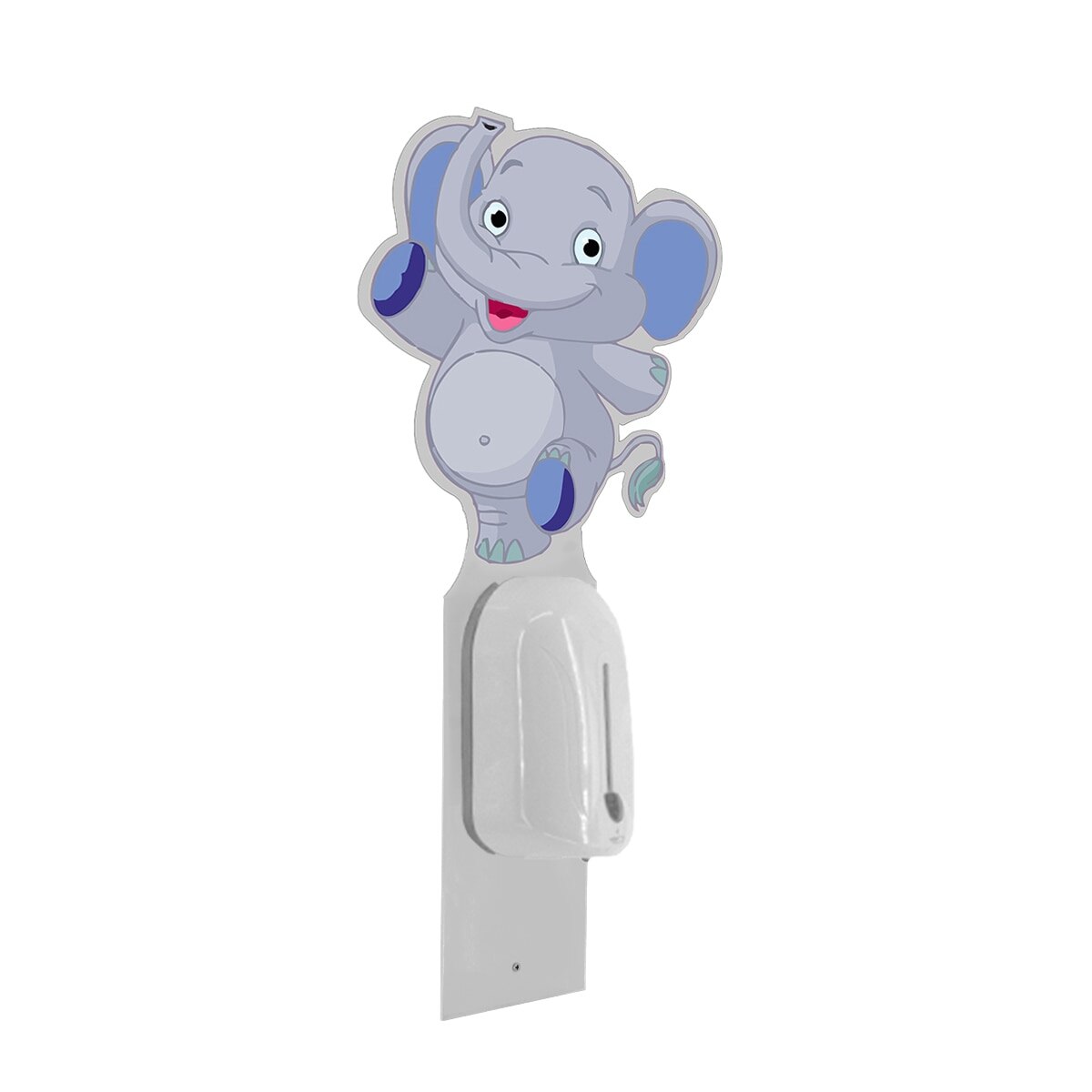 Suport de perete JJ DISPLAYS, cu dozator automat pentru dezinfectare maini si figurina elefant