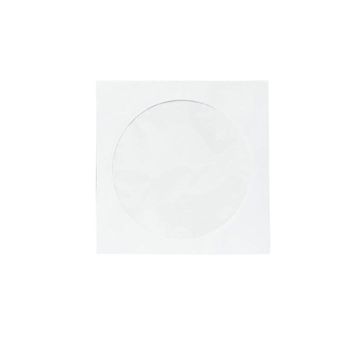 Плик TOP OFFICE, За CD/DVD, 125 x 125 mm, Хартиен, С прозорец, Със самозалепваща лента, Бял, 100 броя