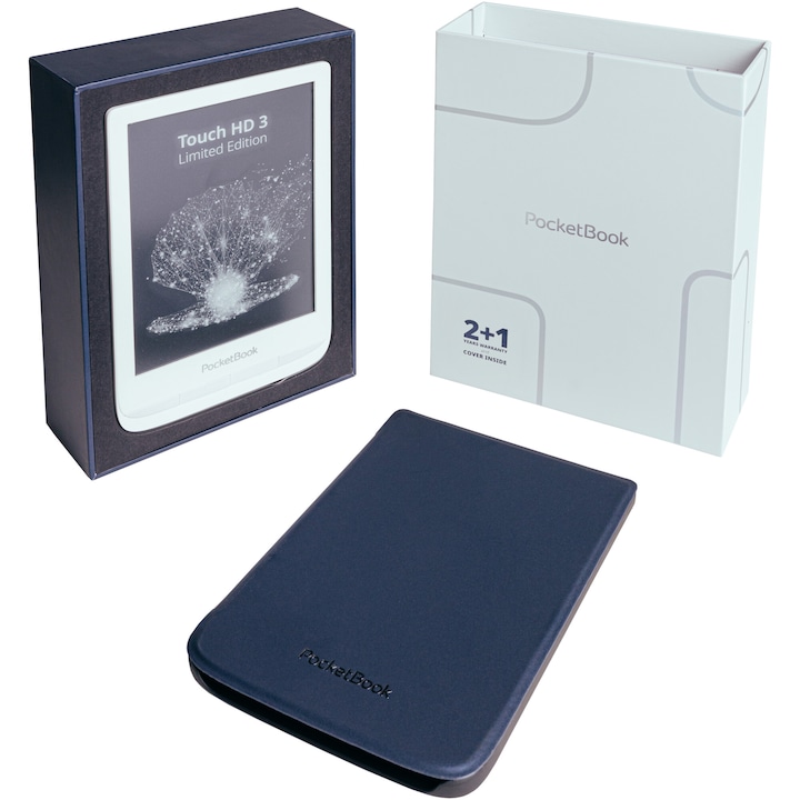 PocketBook Touch HD3 eBook olvasó, limitált kiadás, 6", 16 GB, vízálló, WiFi, Bluetooth, tok, gyöngyház fehér