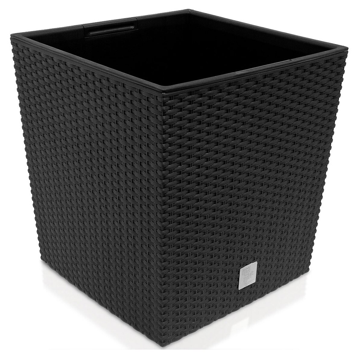 Ghiveci flori cu masca interioara Rato, Aspect modern, Ratan, Antracit, 64 L