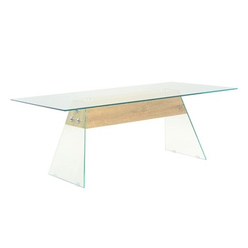 Masuta de cafea, vidaXL, MDF/Sticla, 110 x 55 x 40 cm, Transparent/Maro Masuta de cafea, vidaXL, MDF/Sticla, 110 x 55 x 40 cm, Transparent/Maro