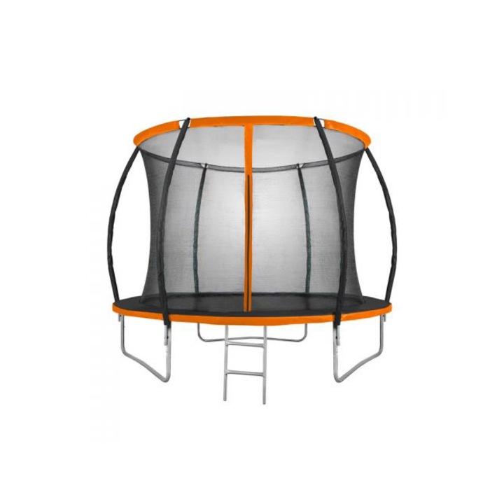 Mirpol gyerek trambulin, biztonsági hálóval és létrával​​​​​​​, 305 cm/10 ft átmérő, 110 kg, fekete / narancssárga szín