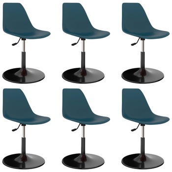 Set de 6 scaune de bucatarie, vidaXL, Plastic/metal, 45 x 55 x 73-87cm, Turcoaz/Negru