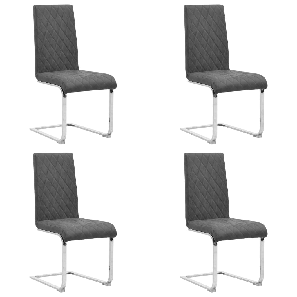 Set de 4 scaune consola de bucatarie, vidaXL, Piele ecologica/Fier, 43 x 58 x 98,5 cm, Gri inchis
