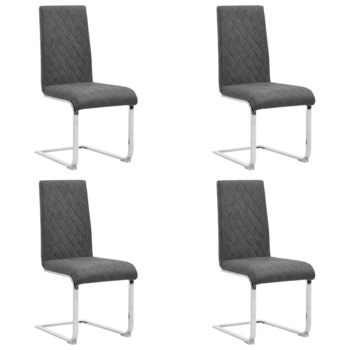 Set de 4 scaune consola de bucatarie, vidaXL, Piele ecologica/Fier, 43 x 58 x 98,5 cm, Gri inchis