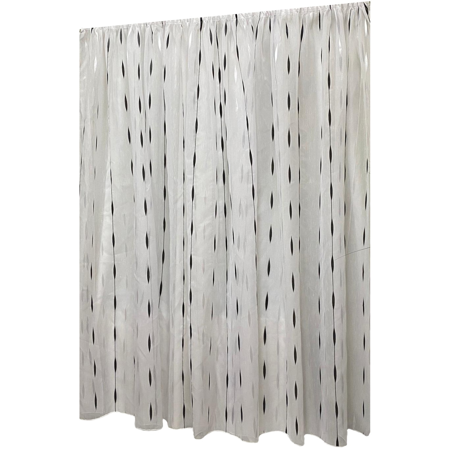 Perdea alba cu broderie neagra 600x245cm ploaie de meteoriti, cu rejansa by Liz Line - RD1826