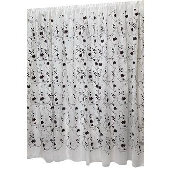 Perdea Inna, alba cu broderie de flori wenge 900X245cm, din in, cu rejansa by Liz Line - RD1929 Perdea Inna, alba cu broderie de flori wenge 900X245cm, din in, cu rejansa by Liz Line - RD1929