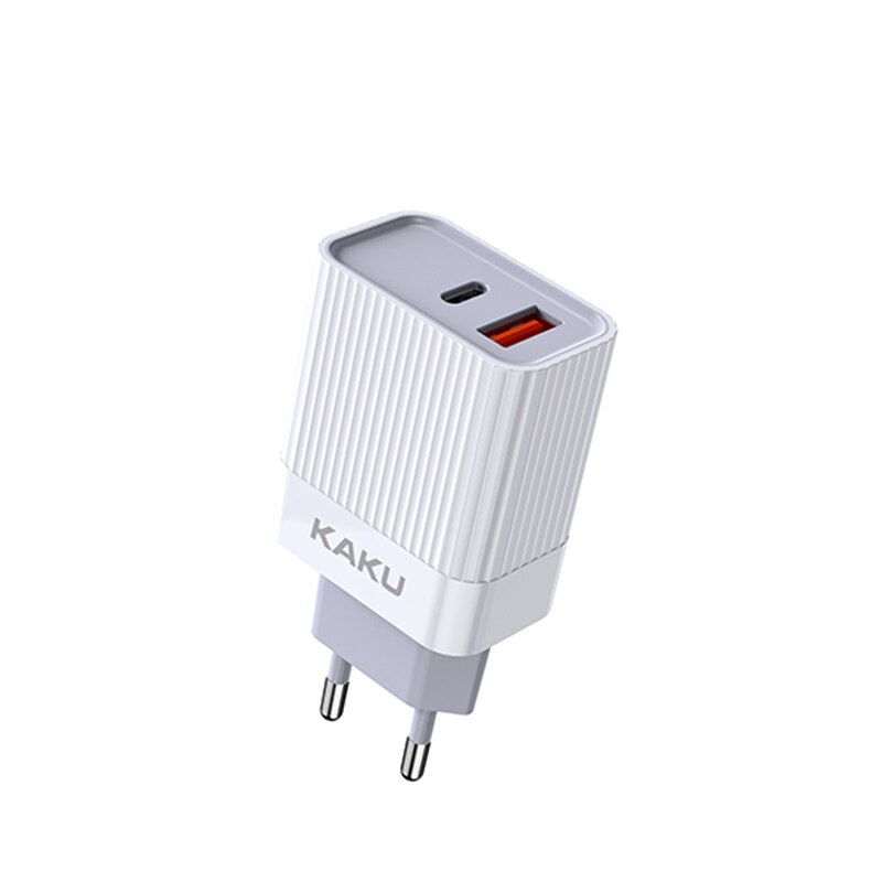 Incarcator retea Ultra Fast Charge, Type-C PD + USB, QuickCharge 3.0, 20W, Alb - KAKU - KSC-501