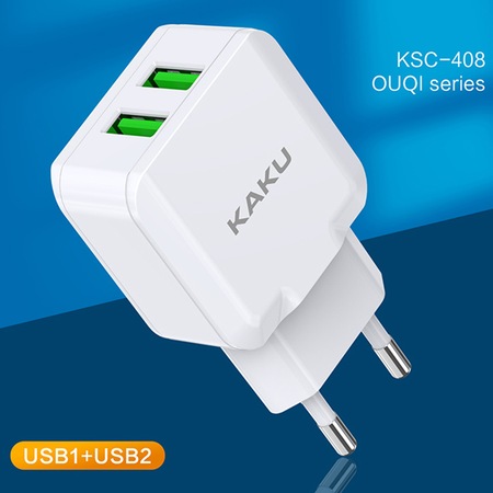 Incarcator retea Smart Charger, Dublu USB ,10W, 2.4A, Alb - KAKU - KSC-408