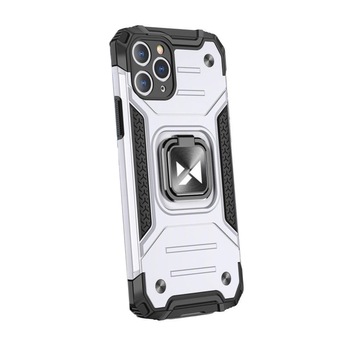 Husa pentru Xiaomi Note 8 Pro ring armor kickstand tough rugged silver Husa pentru Xiaomi Note 8 Pro ring armor kickstand tough rugged silver
