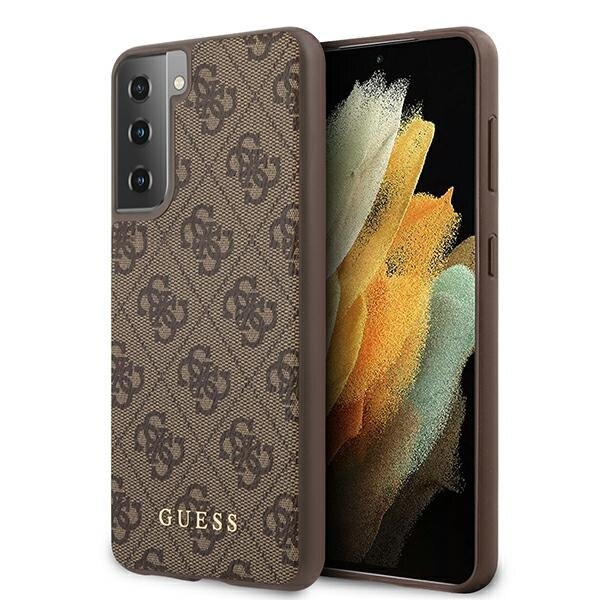 Husa pentru Samsung S21 Guess 4G Metal Gold Logo brown