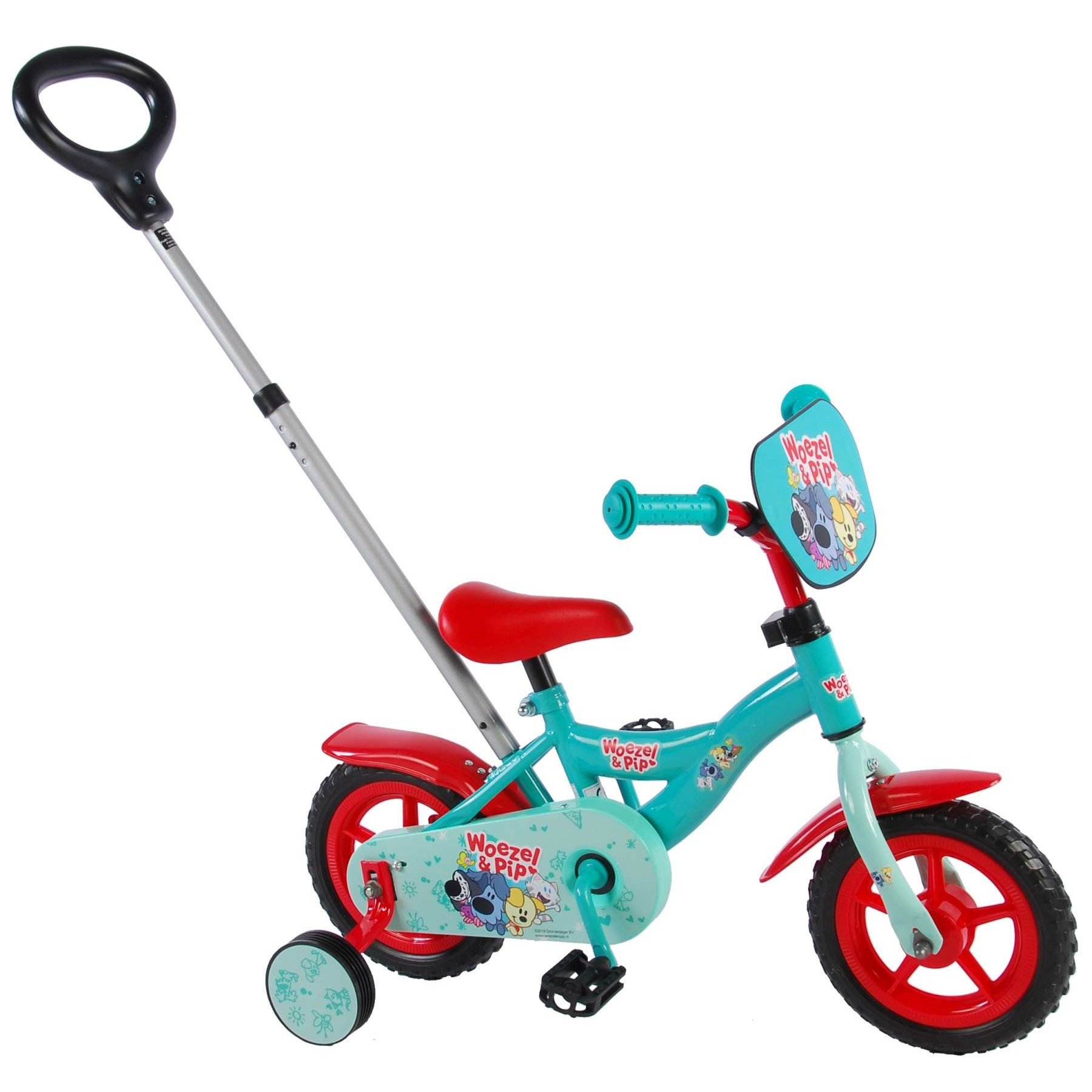 Bicicleta pentru baieti Woezel Pip, 10 inch, culoare albastru/rosu