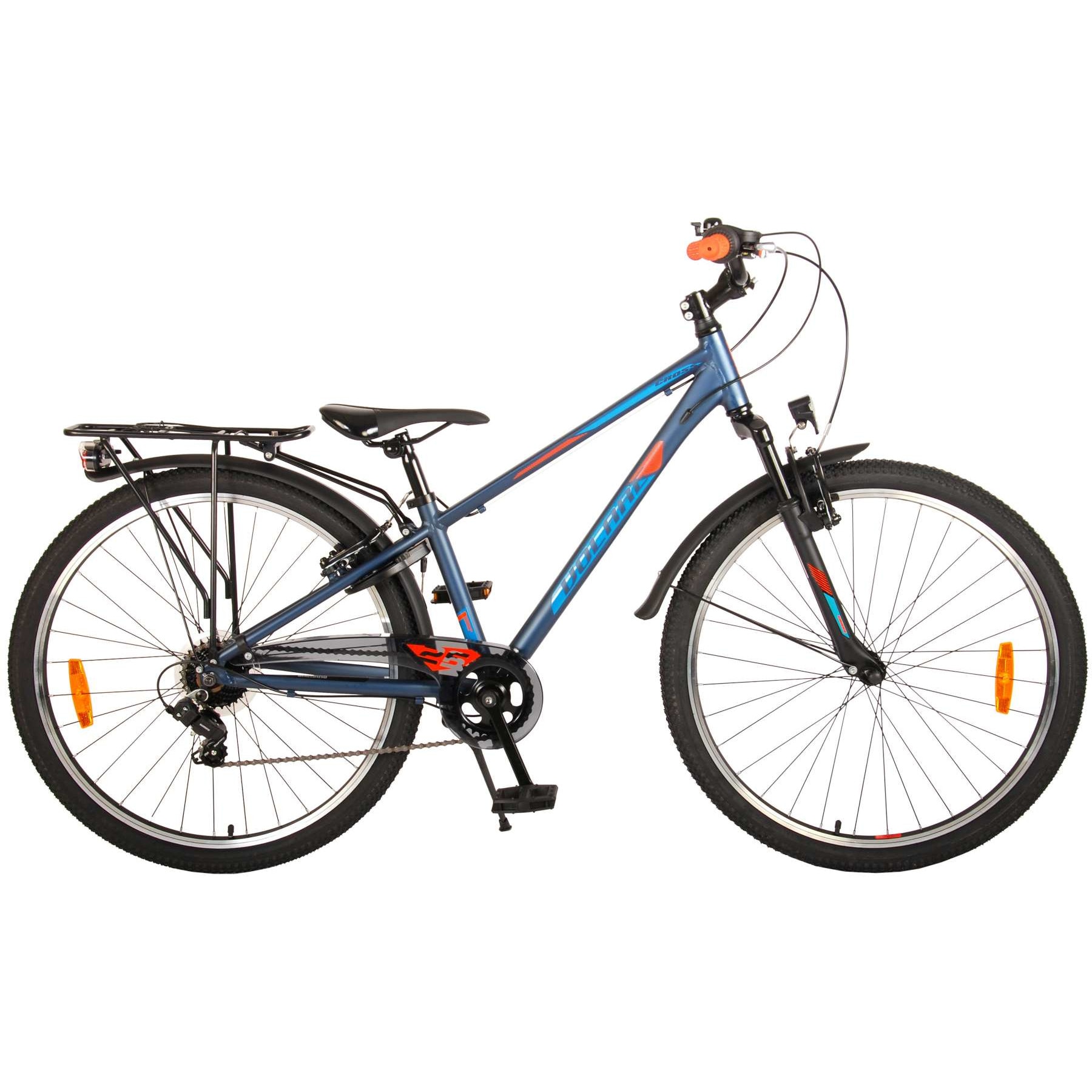 Bicicleta Volare Cross, 26 inch, 7 trepte, culoare albastru inchis / portocaliu, Prime Collection