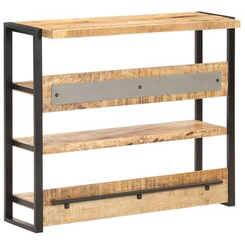 Masa de bar vidaXL, Lemn de mango nefinisat/Metal, 120 x 40 x 101 cm, Maro Masa de bar vidaXL, Lemn de mango nefinisat/Metal, 120 x 40 x 101 cm, Maro