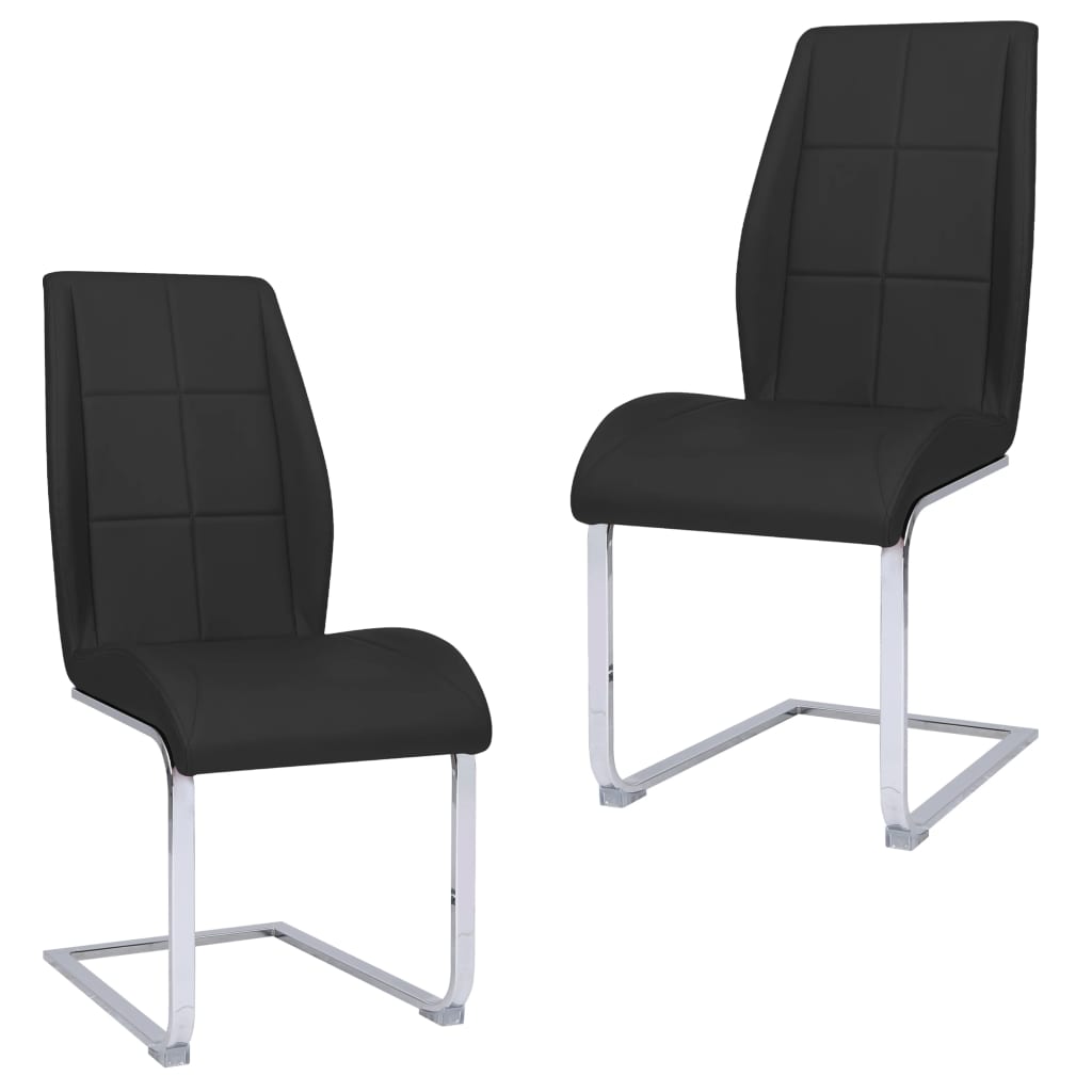 Set de 2 scaune de bucatarie, vidaXL, Textil/Metal, 45,5 x 58 x 99 cm, Negru