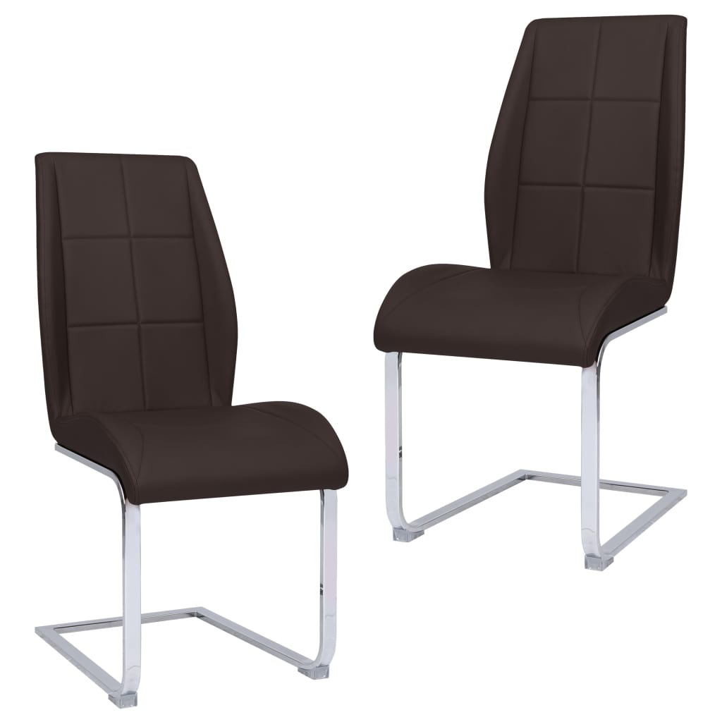 Set de 2 scaune de bucatarie, vidaXL, Textil/Metal, 45,5 x 58 x 99 cm, Maro