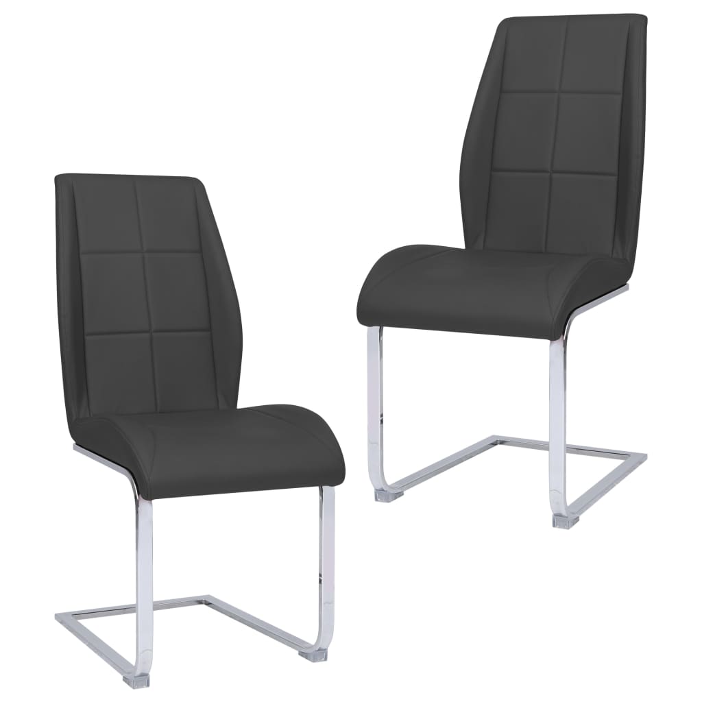 Set de 2 scaune de bucatarie, vidaXL, Textil/Metal, 45,5 x 58 x 99 cm, Gri inchis