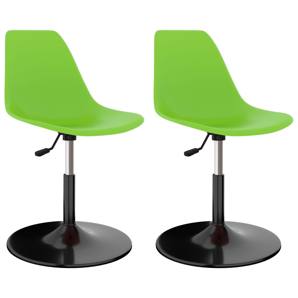 Set de 2 scaune de bucatarie, vidaXL, Plastic/metal, 45 x 55 x 73-87cm, Verde/Negru