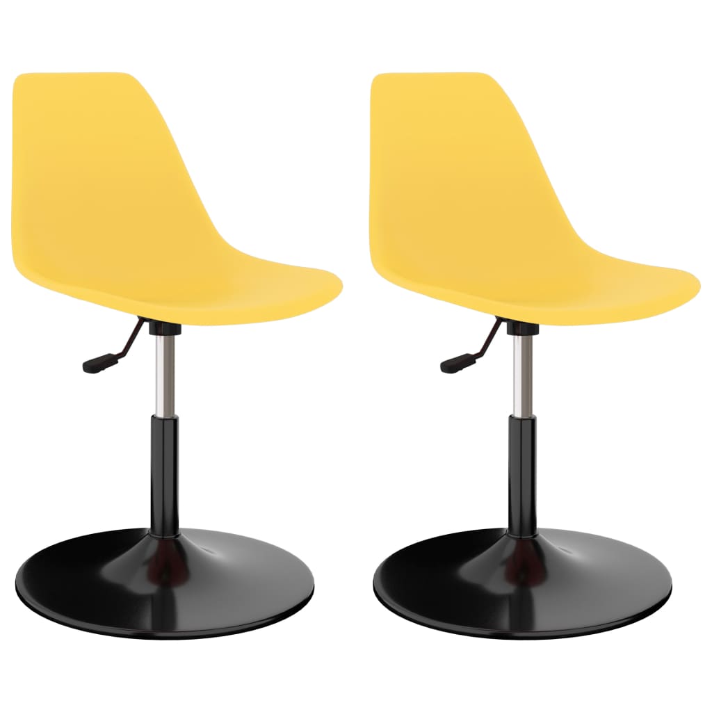 Set de 2 scaune de bucatarie, vidaXL, Plastic/metal, 45 x 55 x 73-87cm, Galben/Negru