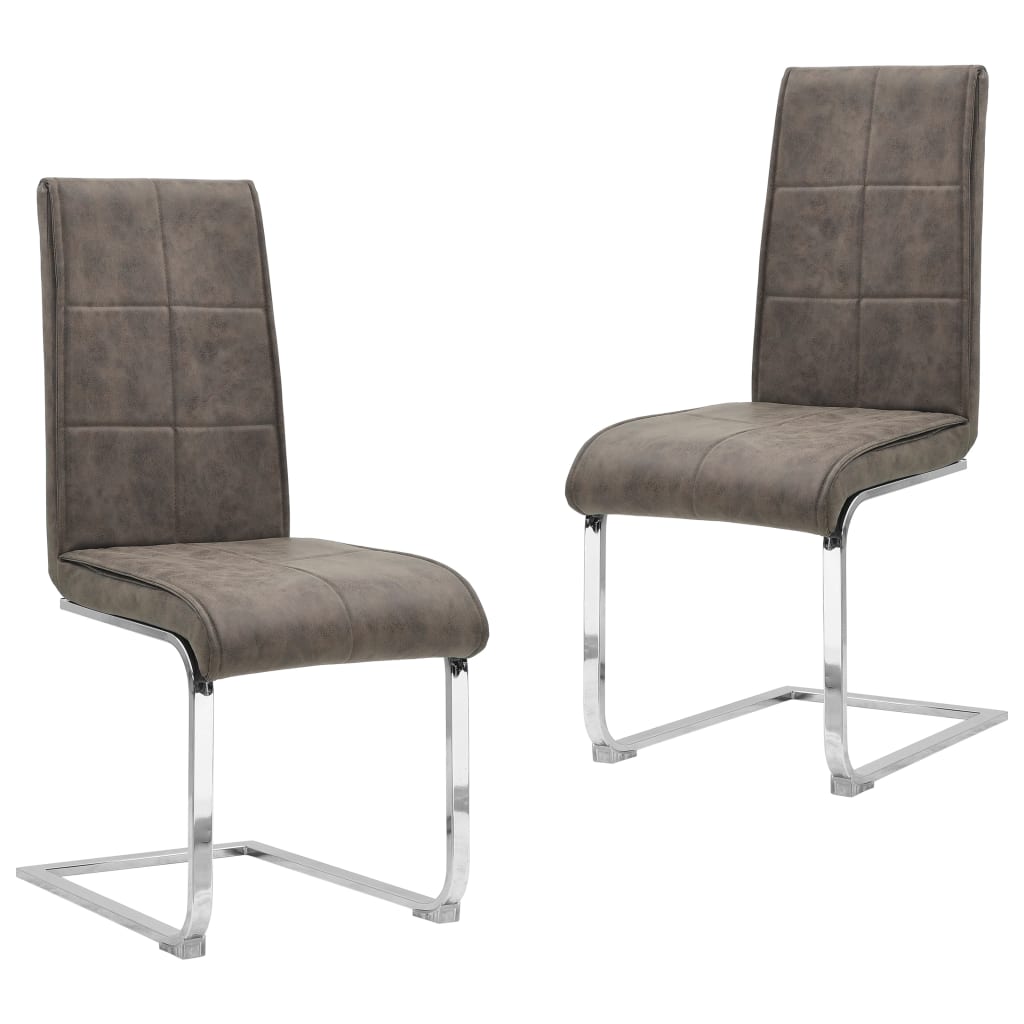 Set de 2 scaune consola de bucatarie, vidaXL, Piele artificiala/Metal, 43 x 57 x 100 cm, Maro inchis