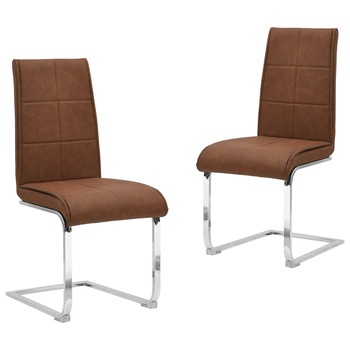 Set de 2 scaune consola de bucatarie, vidaXL, Piele artificiala/Metal, 43 x 57 x 100 cm, Maro Set de 2 scaune consola de bucatarie, vidaXL, Piele artificiala/Metal, 43 x 57 x 100 cm, Maro