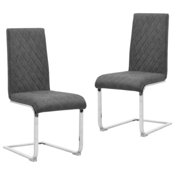 Set de 2 scaune consola de bucatarie, vidaXL, Piele ecologica/Fier, 43 x 58 x 98,5 cm, Gri