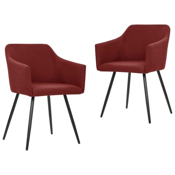 Set de 2 scaune elegante de bucatarie vidaXL, Textil/Metal, 54 x 62 x 80 cm, Grena