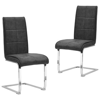 Set de 2 scaune consola de bucatarie, vidaXL, Piele artificiala/Metal, 43 x 57 x 100 cm, Negru Set de 2 scaune consola de bucatarie, vidaXL, Piele artificiala/Metal, 43 x 57 x 100 cm, Negru