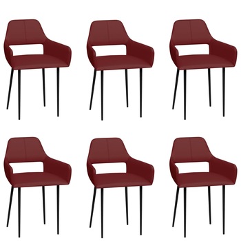 Set de 6 scaune de bucatarie, vidaXL, Piele ecologica/Metal, 54 x 52,5 x 79,5 cm, Grena