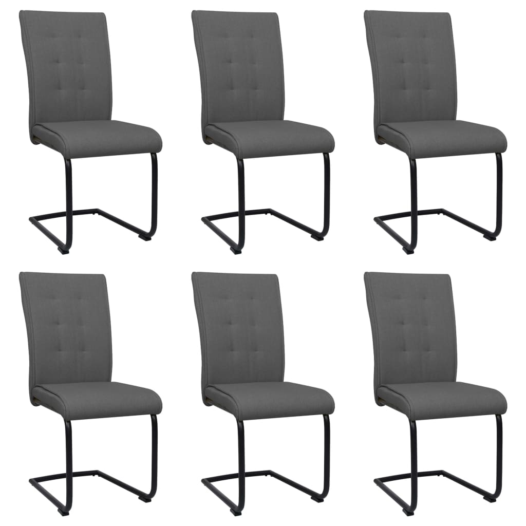 Set de 6 scaune de bucatarie vidaXL, Textil/MDF, 45 x 58,5 x 97 cm, Gri