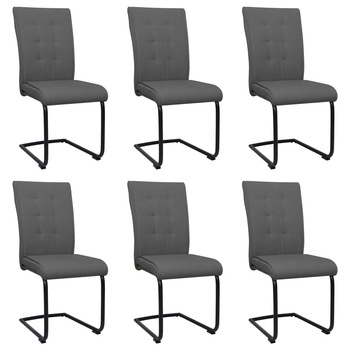 Set de 6 scaune de bucatarie vidaXL, Textil/MDF, 45 x 58,5 x 97 cm, Gri
