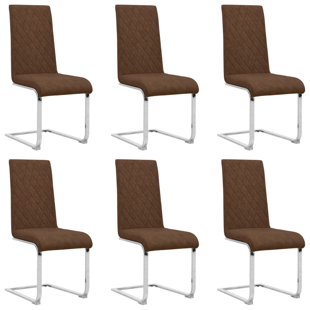 Set de 6 scaune consola de bucatarie, vidaXL, Piele ecologica/Fier, 43 x 58 x 98,5 cm, Maro inchis