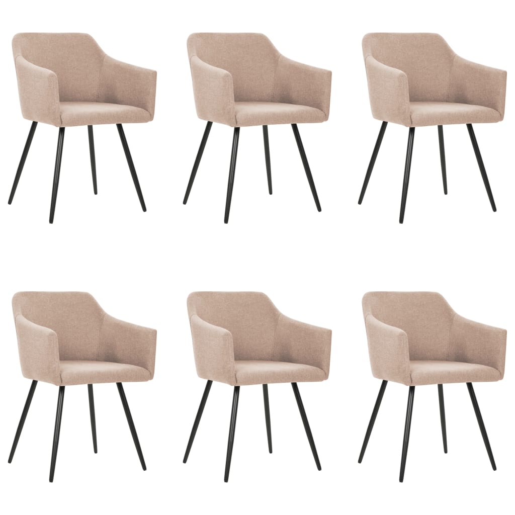 Set de 6 scaune elegante de bucatarie vidaXL, Textil/Metal, 54 x 62 x 80 cm, Maro Taupe