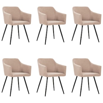 Set de 6 scaune elegante de bucatarie vidaXL, Textil/Metal, 54 x 62 x 80 cm, Maro Taupe
