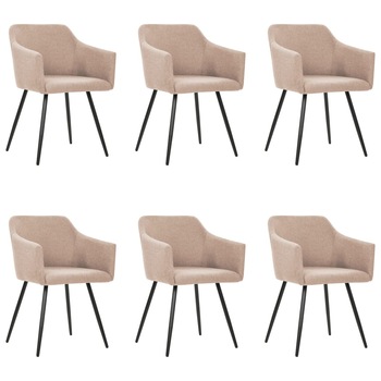 Set de 6 scaune elegante de bucatarie vidaXL, Textil/Metal, 54 x 62 x 80 cm, Maro Taupe Set de 6 scaune elegante de bucatarie vidaXL, Textil/Metal, 54 x 62 x 80 cm, Maro Taupe