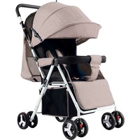 carucior nou nascuti 2 in 1 novokids nk900s series cadru aluminiu spatar reglabil in 3 trepte roti duble pozitie sport si somnpliabil  maron imagen 8_0_
0