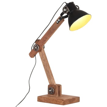 Lampa de birou, industriala, vidaXL, Lemn masiv/Fier, 58 x 18 x 45-90 cm, E27, 25 W, Negru/Maro Lampa de birou, industriala, vidaXL, Lemn masiv/Fier, 58 x 18 x 45-90 cm, E27, 25 W, Negru/Maro