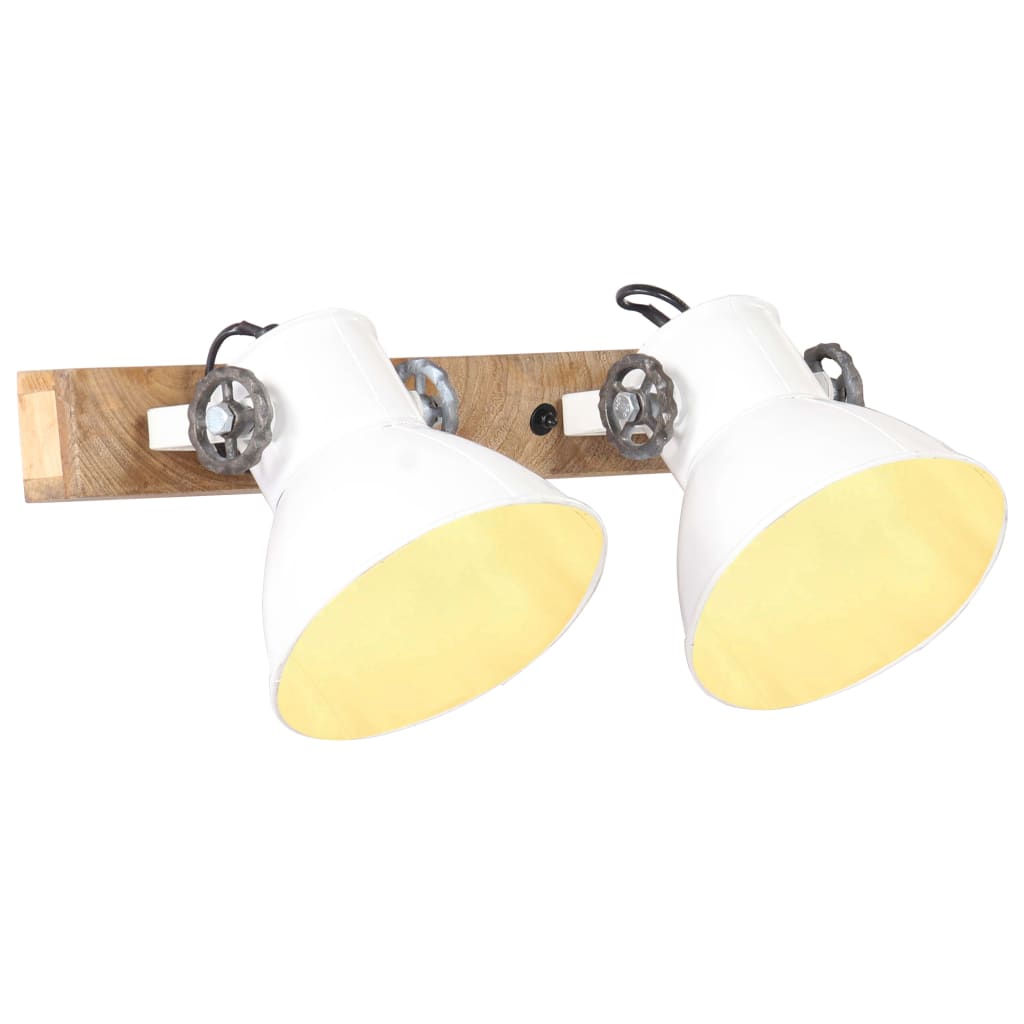 Set de 2 lampi de perete, vidaXL, Fier, E27, 25 W, 45 x 25 cm, Alb/Maro
