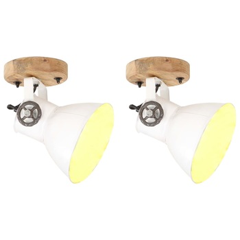 Set de 2 lampi de perete, vidaXL, Fier, E27, 25 W, 20 x 25 cm, Alb/Maro Set de 2 lampi de perete, vidaXL, Fier, E27, 25 W, 20 x 25 cm, Alb/Maro