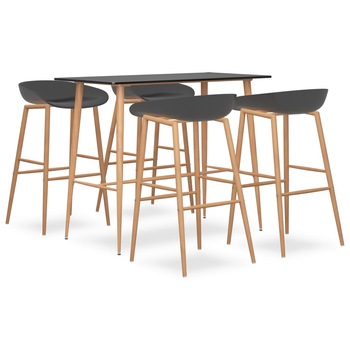 Set de 4 scaune cu masa de bar, vidaXL, MDF/Metal, 120 x 60 x 105 cm, Negru Set de 4 scaune cu masa de bar, vidaXL, MDF/Metal, 120 x 60 x 105 cm, Negru